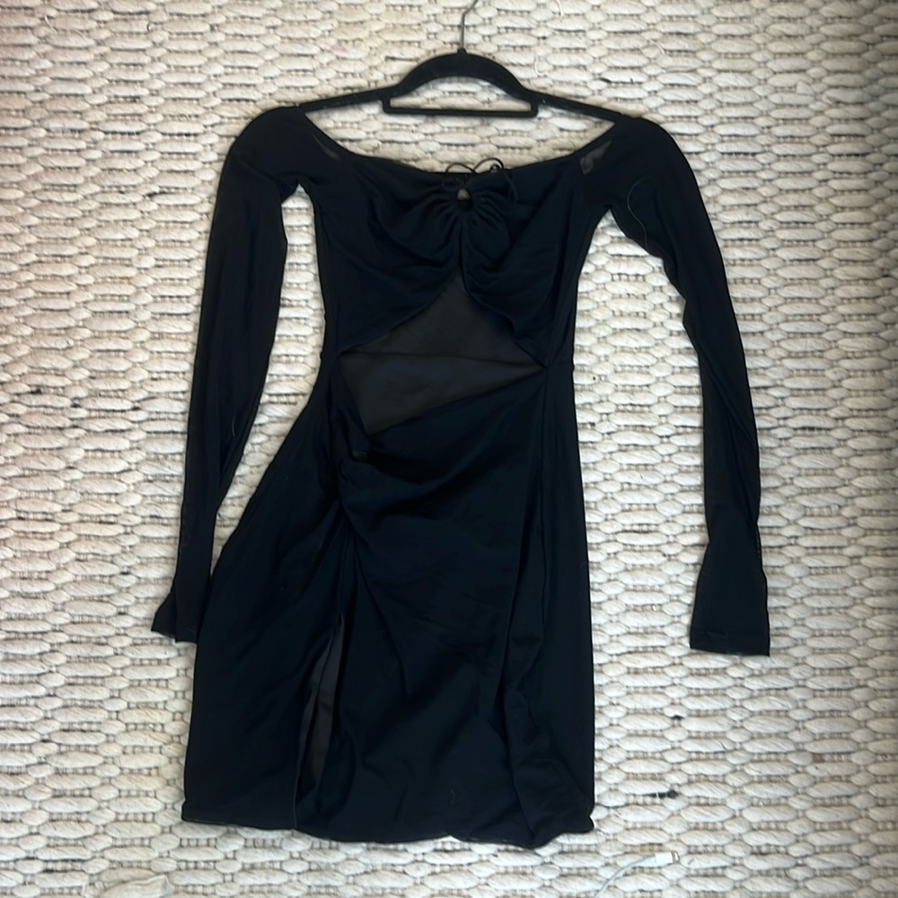 White fox black dress